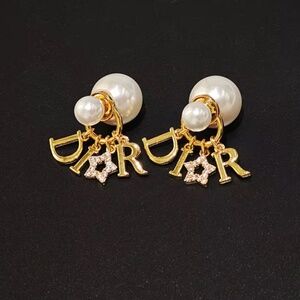 Inspired D Gold Pearl Earrings